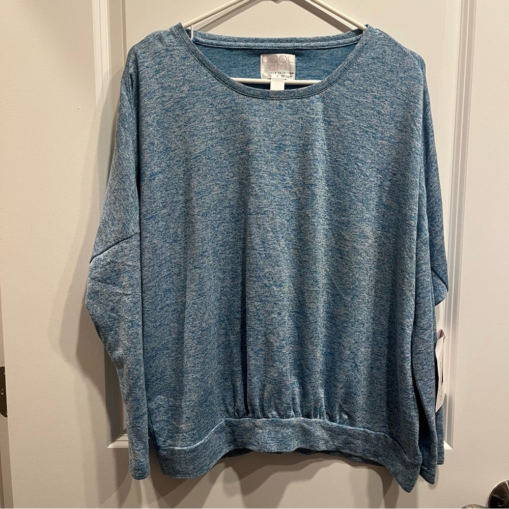 Cool Girl Size Large Women's Blue Heather Long Sleeved Sleepwear Top NWT.